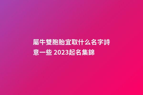 屬牛雙胞胎宜取什么名字詩意一些 2023起名集錦